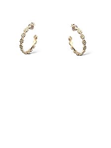 Brinco Folheado 18k Aro Meio Aberto com Flores