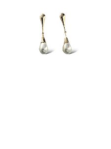 Brinco Folheado 18k Gota Invertida com Perola em Gota