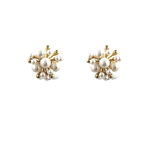 Brinco Folheado 18k Perolas e Bolinhas Lisas