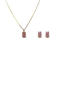 Conjunto Folheado 18k Labubu Esmaltado