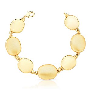 PULSEIRA MALEAVEL LISO INTERCALADO OVAL/ORGANICO 16MM BAN. DOURADO ACETINADO /TAM. 20