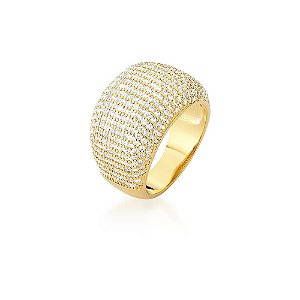 ANEL FOLHEADO 18K CRAV. ZIRC BRANCA
