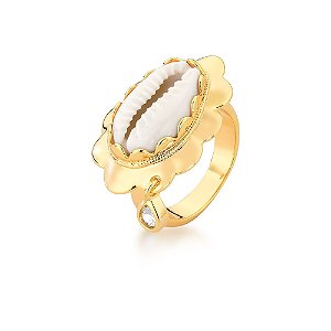 ANEL BASICO PEDRA GOTA PENDULO BUZIOS /TAM. 16