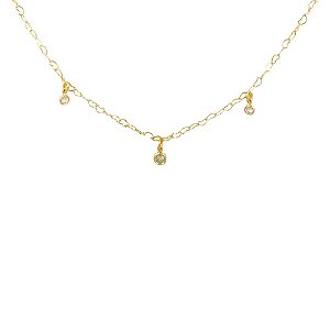 Gargantilha Folheada 18k Coraçao Vazado com Pontos de Luz