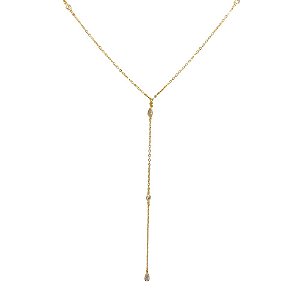 Gargantilha Folheada 18k Tipo Gravata com Gota Pendurada