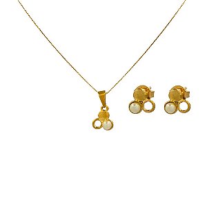 Conjunto Folheado Infantil 18k  com Perola