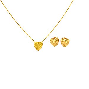 Conjunto Folheado 18k Coracao Crespo