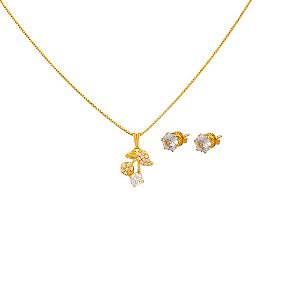 Conjunto Folheado 18k Cacho de Cereja em Zirconia
