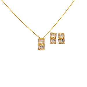 Conjunto Folheado 18k  em Zirconia
