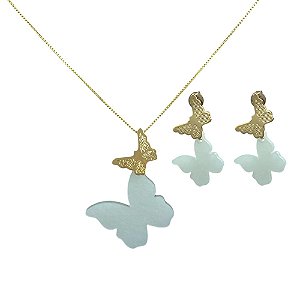 Conjunto Folheado 18k Borboletas