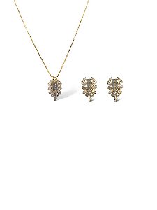 Conjunto Folheado 18k  em Zirconia