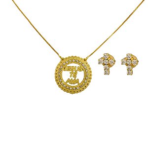 Conjunto Folheado 18k  Jesus Te Ama