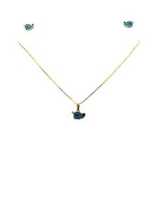 Conjunto Folheado 18k Elefante Esmaltado Colorido