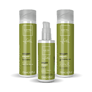 Kit Cadiveu Vegan Repair Shampoo 250ml + Condicionador 250ml + Leave-in 120ml - 3 Produtos