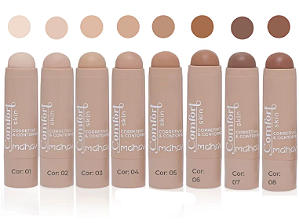 Corretivo e Contorno Cremoso em Stick Bastão Comfort Skin Mahav 6,5g