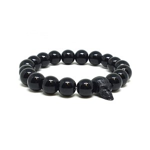 Pulseira Pedra Ônix Caveira Black