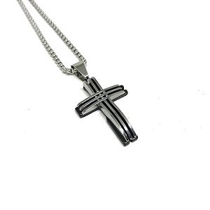 Crucifixo Triade Future Black minimalista [aço Premium]