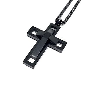 Colar Cross Future Black  [aço Premium nobre]
