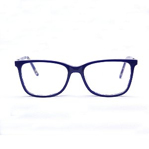 Armação para Óculos de Grau Acetato Azul Royal Estampado por Dentro