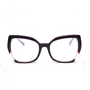 Armação para Óculos de Grau Feminino Quadrado Acetato Vermelho Escuro