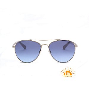 Óculos de Sol Feminino em Metal Prata Lente Azul Ponte Dupla Kipling