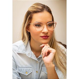 Armação para Óculos de Grau Feminino Acetato Quadrado Rose