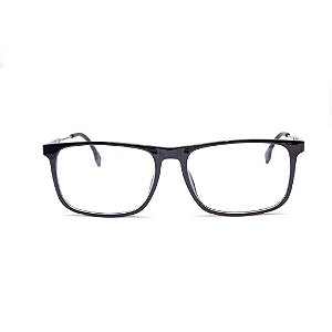Armação para Óculos de Grau Clip-on Masculino Acetato Preto Brilhante