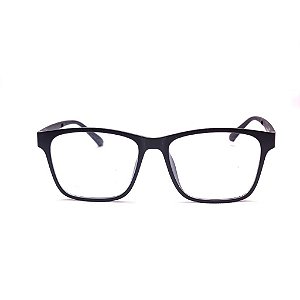 Armação para Óculos de Grau Clip-on Masculino Acetato Retangular Preto Fosco