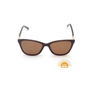 Óculos de Sol Retangular Acetato Marrom Lente Marrom Polarizada