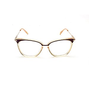 Armação para Óculos de Grau Quadrado Dourado com Detalhe em Marrom