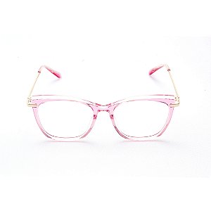 Armação para Óculos de Grau Feminino Acetato Gatinho Rosa Transparente