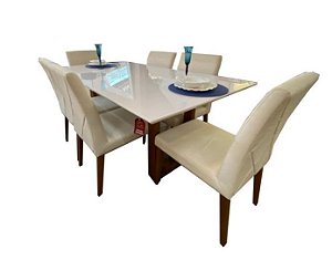 Conjunto Mesa de Jantar Boston Bela com 06 Cadeiras Giratorias 1.80 x 1.00  Retangular