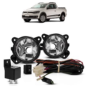 Kit Farol Milha Auxiliar Saveiro G6 2013 A 2016 Trend Botão Universal