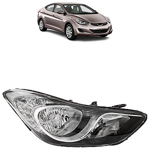 Farol Elantra 2011 A 2014 Máscara Negra Com Friso Cromado ZN1111207