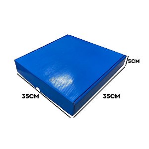 Caixa Azul Plastificada Tipo Corte e Vinco 35x35x5