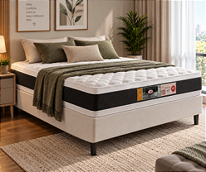 Cama box Castor Casal Espuma D45 Black White Air Double Face 138X69X188