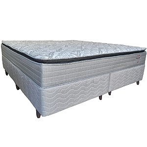 Cama Box King Molas Ensacadas e Pillow Top Gray Eclipse Prodormir 193x70X203