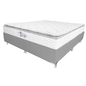 Cama Box King Molas Ensacadas e Pillow Top Gray Eclipse Prodormir 193x71X203