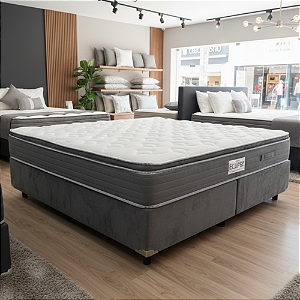 Cama Box Queen Molas Ensacadas e Pillow Top Eclipse Prodormir 158x70X198