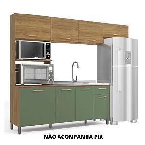 Kit Cozinha L780 8 Portas 1 Gaveta Kappesberg 210x262x52 cm Nogueira Fendi