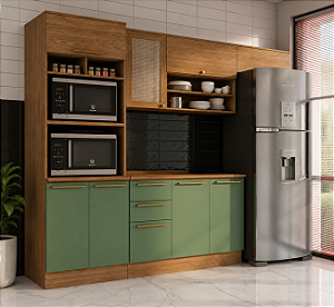 Cozinha Botanic Kappesberg 5 Peças Nogueira/Verde Fosco