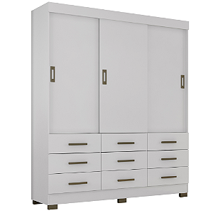 Guarda Roupa 3 Portas e 9 Gavetas Araplac 2239 flex branco carbono