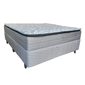 Cama Box Casal Molas Ensacadas e Pillow Top Gray Eclipse Prodormir 138x71X188 Cinza