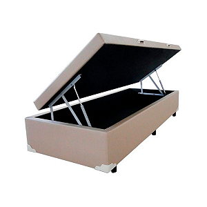Bau Solteiro Blindado Suede Bege 88x45x188