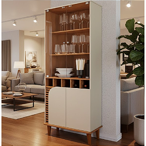 Cristaleira Jurere Colibri Freijó / Off White Matte