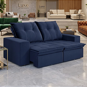Sofá 2 Lugares Jacarta Lx 1.90 Metros Retrátil Reclinável Veludo Azul
