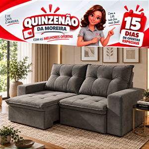 Sofá 2 Lugares Jacarta Lx 1.90 Metros Retrátil Reclinável Veludo Cinza