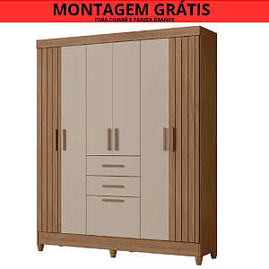 Guarda Roupa Casal 7 Portas 2 Gavetas Malta Carvalho fendi