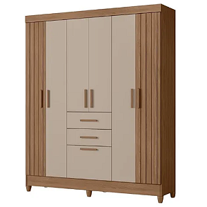 Guarda Roupa Casal 7 Portas 2 Gavetas Malta Carvalho fendi
