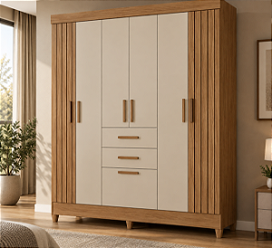 Guarda Roupa Casal 7 Portas 2 Gavetas Malta Carvalho fendi